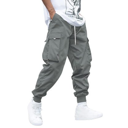 Multi-pocket Cargo Pants Men's Casual Hip-Hop Drawstring Men Gym From House Dark Grey 3XL