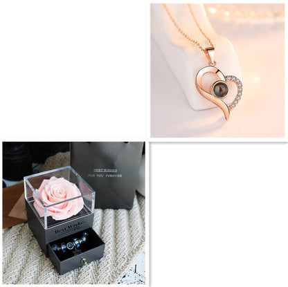 Women's Titanium Steel Non-fading Necklace Jewelry dealsniper-net Titanium steel rose Box