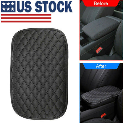 Universal Car Center Console Box Armrest Cushion Cover PU Leather Pad Protector Vehicle dealsniper-net Black