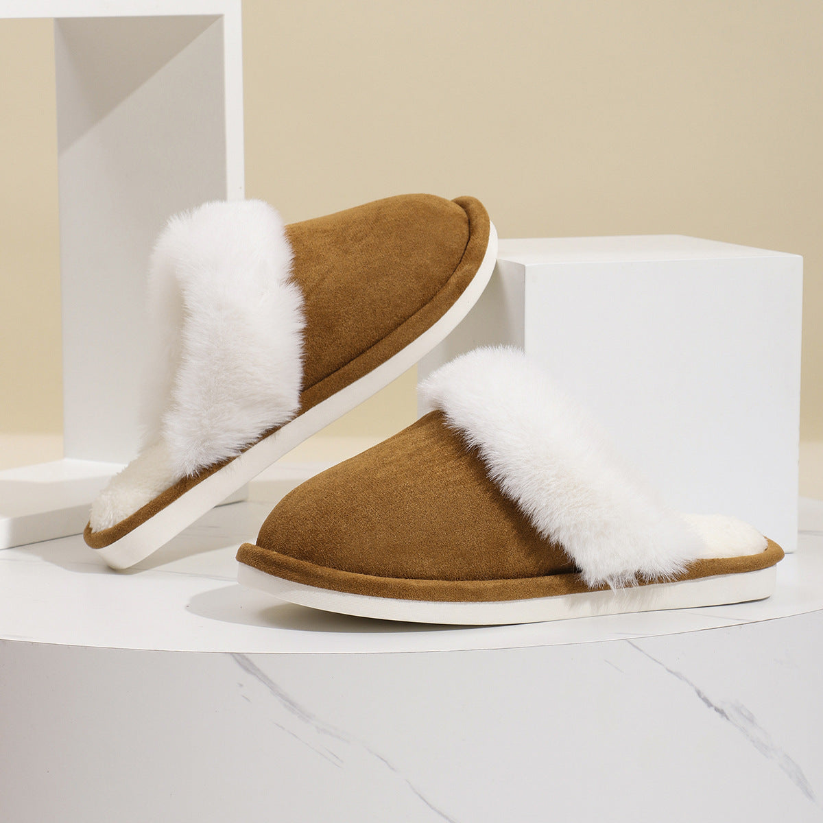 Winter Warm Plush Slippers Home Indoor Non-slip Slipper Men DealSniper.net Dark brown 36to37