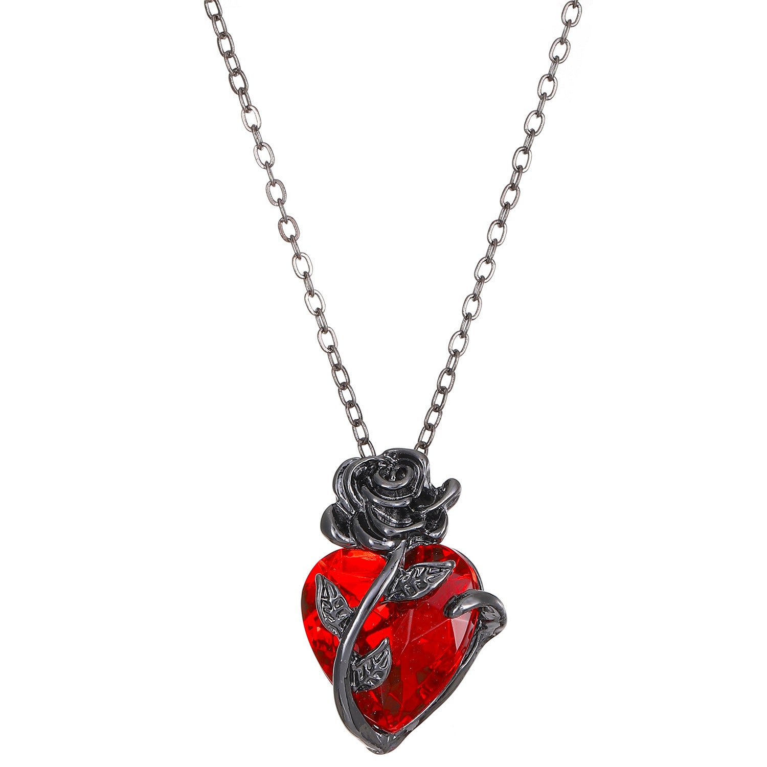 Punk Rose Love Necklace Fashion Personality Heart-shaped Jewelry dealsniper-net Black