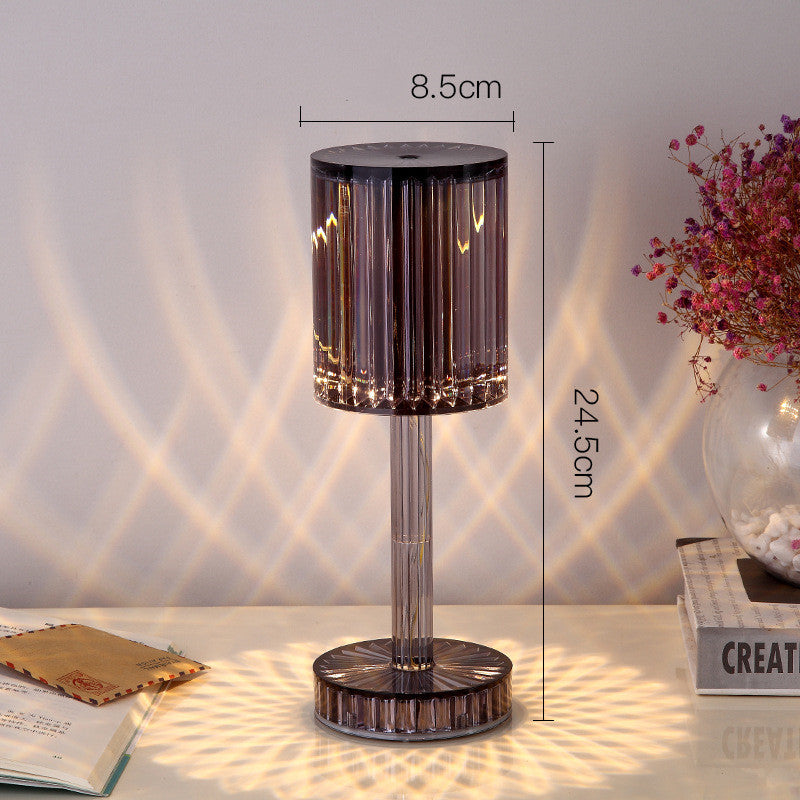 Crystal Table Lamp Hotel Decoration Diamond Warm Led Home dealsniper-net Smoke grey Charging touch 3colors USB