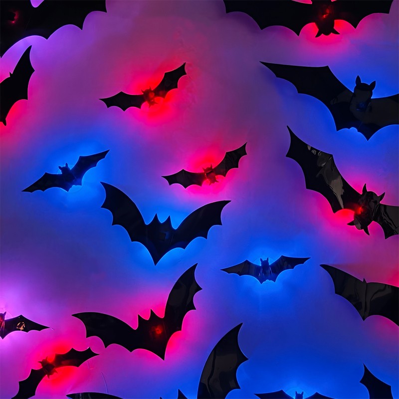 12-36pcs Bats Wall Decor Halloween Decorations With LED Lights Holidays DealSniper.net