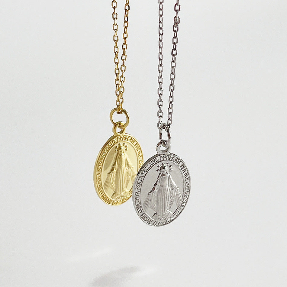 S925 Vintage Cameo Necklace Simple Personality Jewelry dealsniper-net