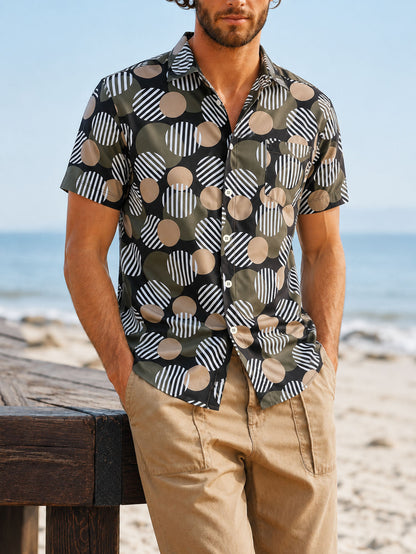 Trendy Men's Resort Wear All-Over Tropical Print Button-Up Shirt Men Gym From House