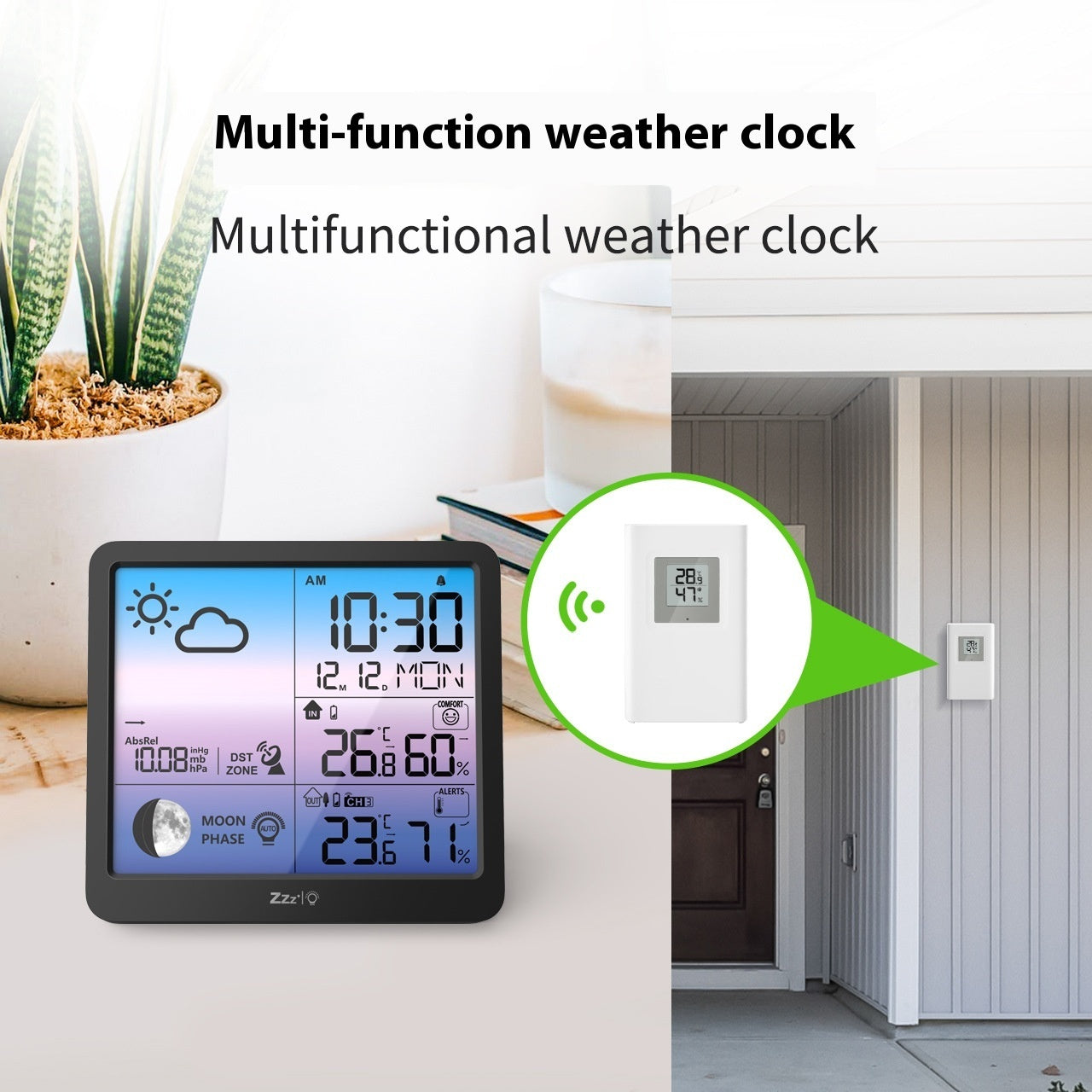 LCD Color Screen Weather Forecast Bell Radio Control Clock