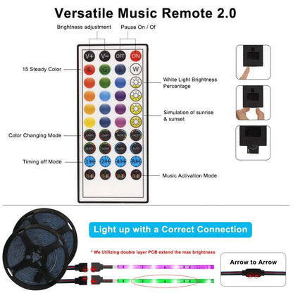 Led Strip Lights 5050 RGB Bluetooth Room Light Color Changing with Remote Home dealsniper-net