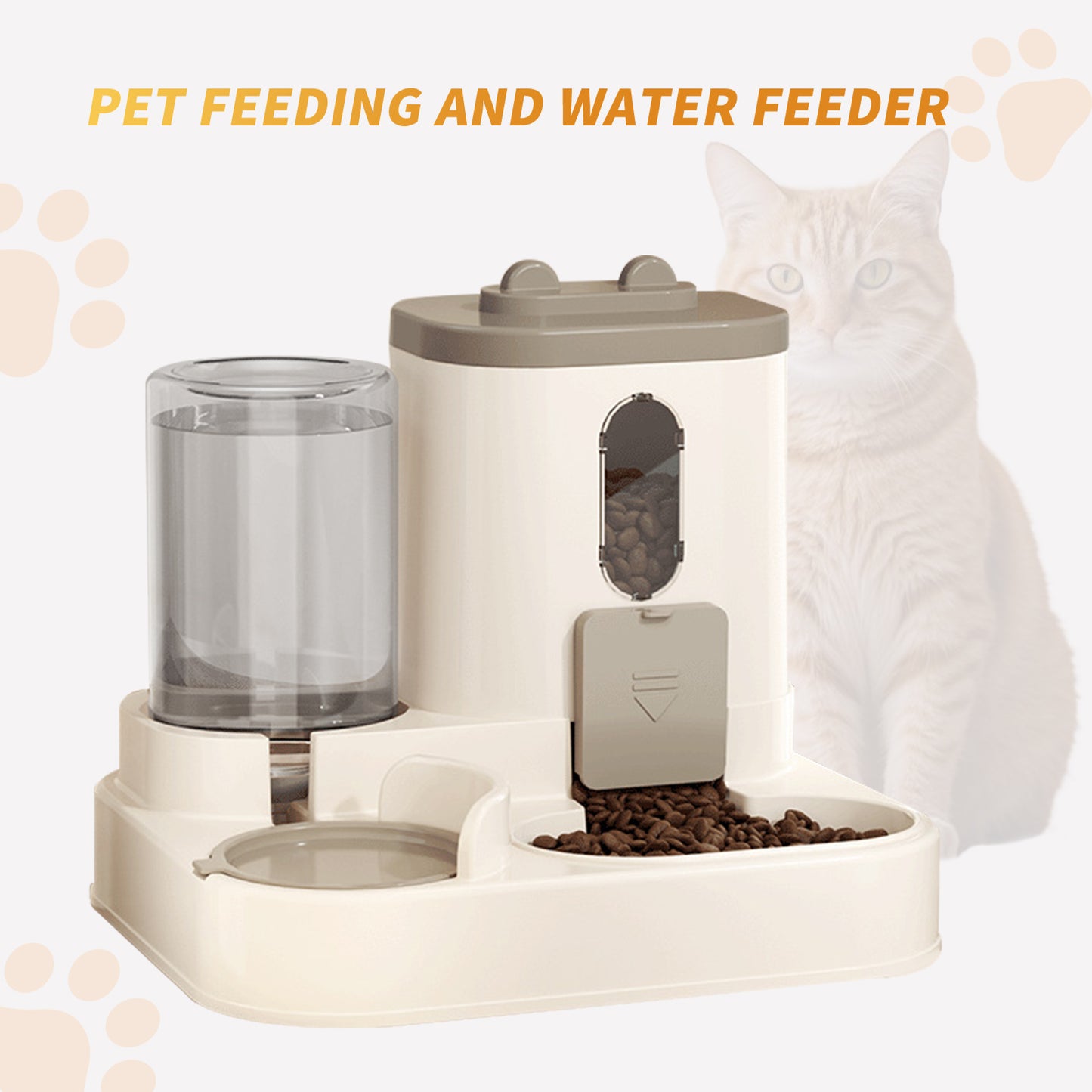 Fully Automatic 2in1 Cat Food Dispenser - Integrated Water Dispenser Pets Gym From House Grey