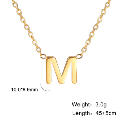 Fashion Alphabet Stainless Steel Necklace Jewelry dealsniper-net M