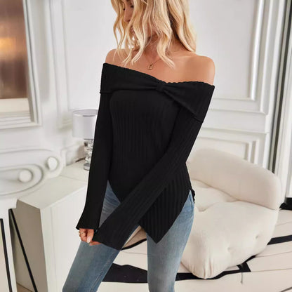 Women's Trendy Knit Ribbed Tops Bow Tie One Shoulder Women Gym From House