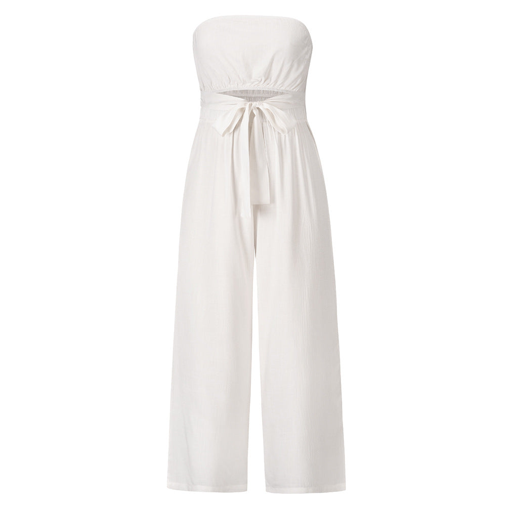 Women's New Casual Fashion Jumpsuit Women Gym From House White 2XL