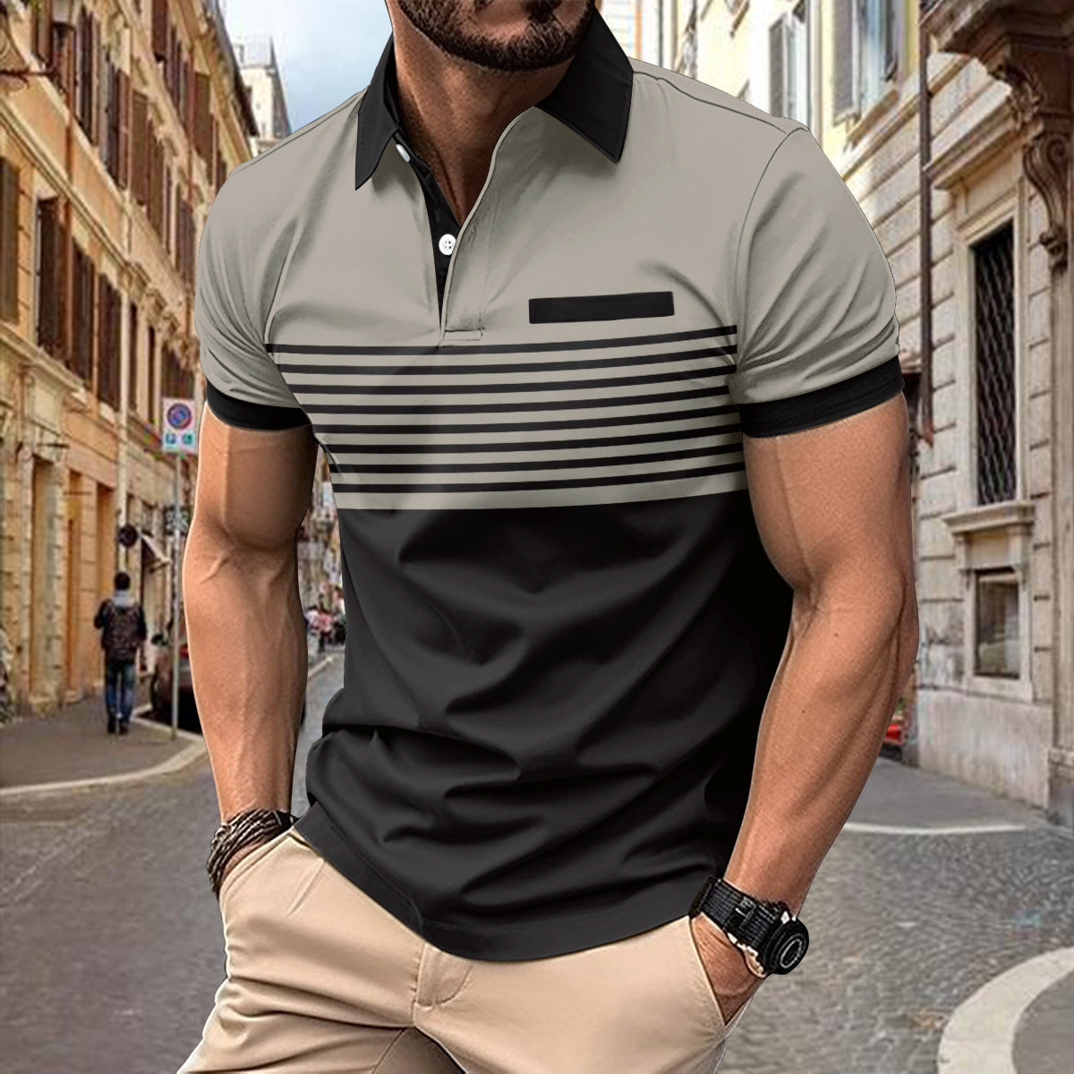 Casual Striped Shirt With Chest Pocket Men Clothing Men DealSniper.net