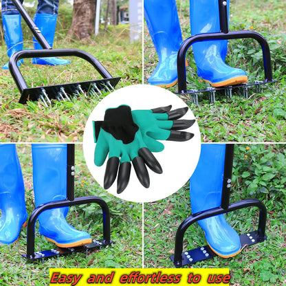 Lawn Aerator Tool Manual Metal Spike Grass Aeration With Dethatching Garden dealsniper-net