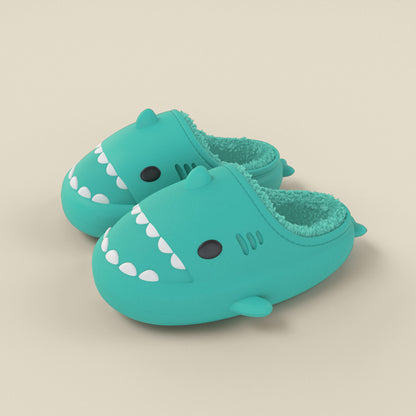 Shark Shoes For Child Cute Waterproof Warm Slippers Kids dealsniper-net Mint green Size140