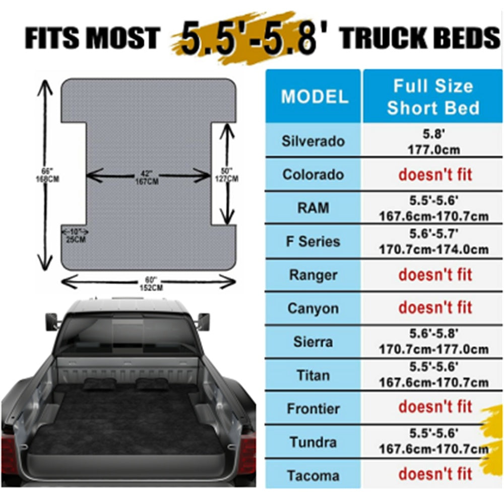 Truck Bed Air Mattress Inflatable Air Mattress For 5.5-5.8ft Short Truck Vehicle dealsniper-net