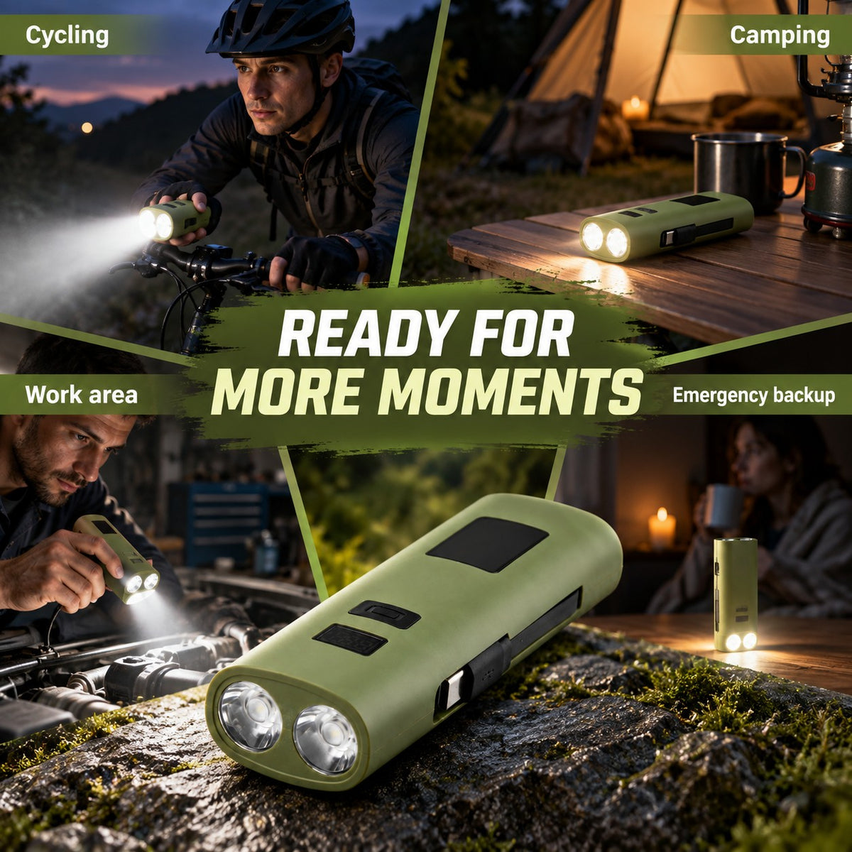 Rechargeable Z818 Green Portable Bicycle Flashlight Power Bank Outdoor DealSniper.net