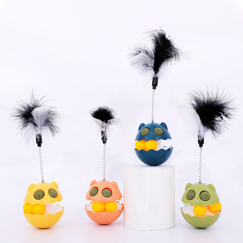 Cats Feather Toy Rotate Cat Tumbler Teaser Catmint Roller Pets Gym From House