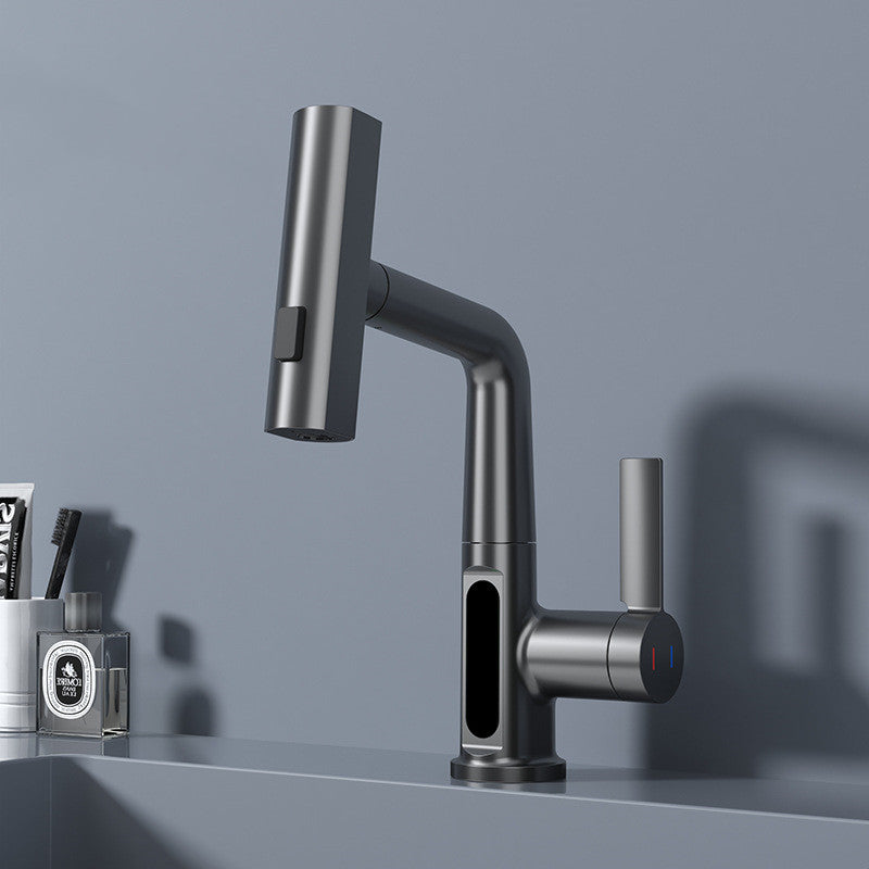 Intelligent Digital Display Faucet Pull-out Basin Faucet House DealSniper.net Gun gray without digital displ