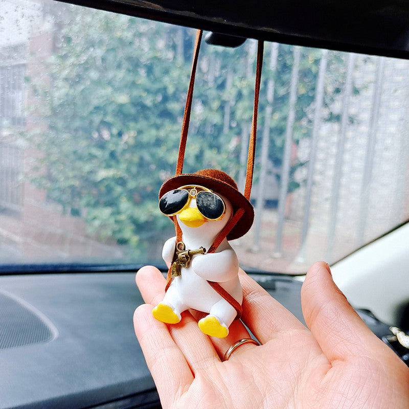 Pistol Cowboy Duck Car Rearview Mirror Pendant Decoration Vehicle Gym From House