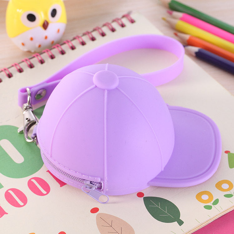 Cute Cartoon Candy Color Hat Silicone Coin Purse Kids dealsniper-net Purple