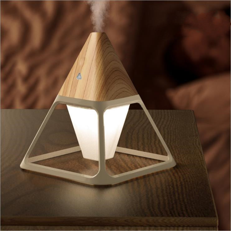 USB Wood Grain Volcanic Pyramid Humidifier House DealSniper.net