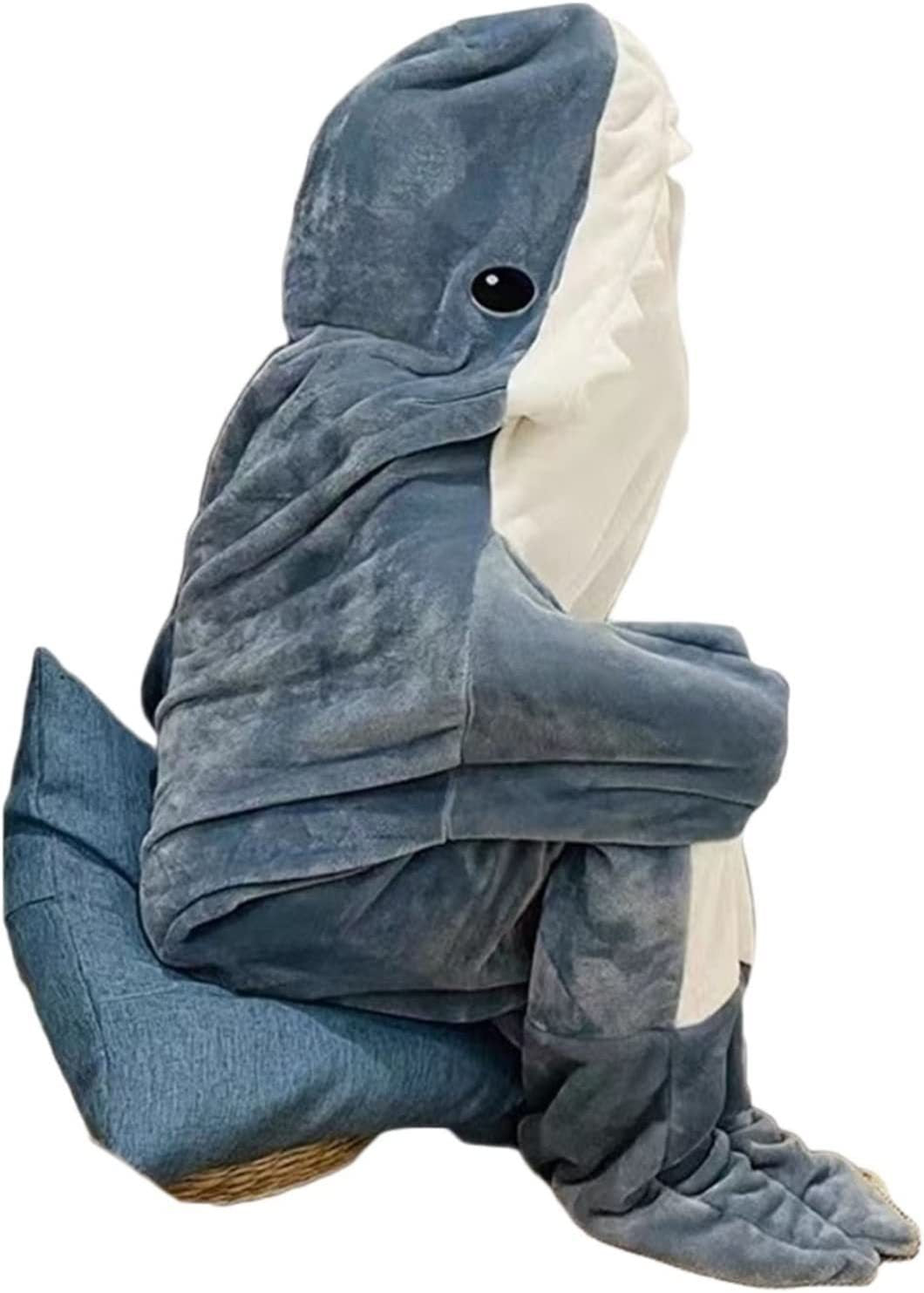 Home Soft Flannel Shark Blanket Hoodie Home dealsniper-net