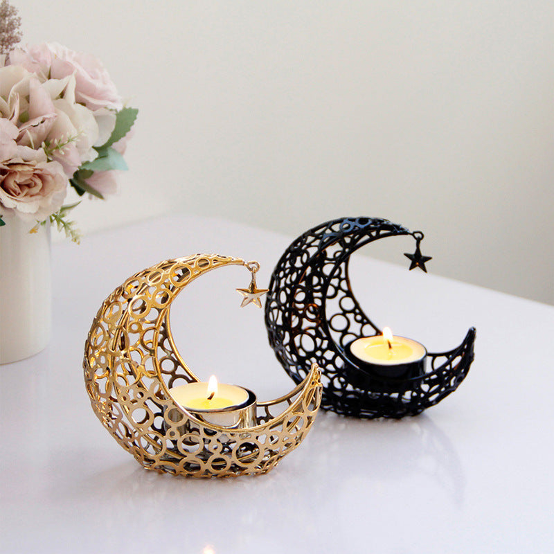 Light Luxury Crescent Moon Star Moon Candle Holder Home Decor dealsniper-net