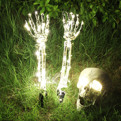 Halloween LED Light Up Skeleton Arm Hand Halloween Party Outdoor Garden dealsniper-net Three Pieces Warm White