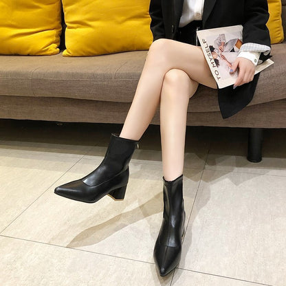 Elastic Short Women Fashion Thin And Thin High-heeled Martin Boots Women dealsniper-net