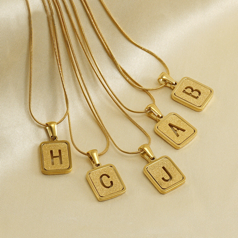 Alphabet Necklace 26 Letters Hollow Out Square 18K Necklace Fashion Jewelry Jewelry dealsniper-net Gold A