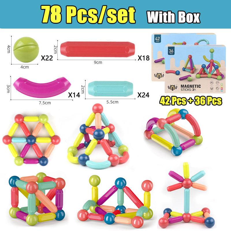 Big Size DIY Magnetic Construction Set Early Learning Constructor Kids DealSniper.net 78PCS