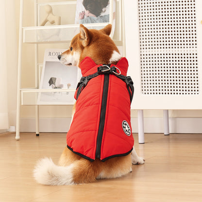 Pet Warm Dog Cotton-padded Clothes Fleece-lined Thickened Reflective Gallus Pets DealSniper.net Red 2XL
