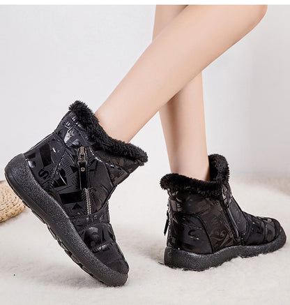 Letter Print Boots Winter Warm Plush Snow Boot Women Shoes