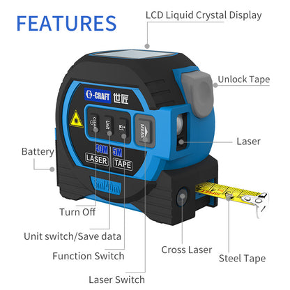 3 In 1 Laser Tape Measure Rangefinder 5m Tape Ruler