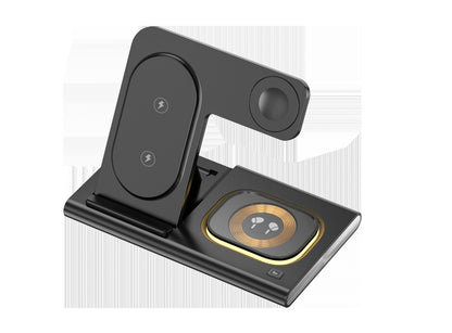 Fashion Folding Four-in-one Wireless Charger Gadgets Gym From House Black Apple Version