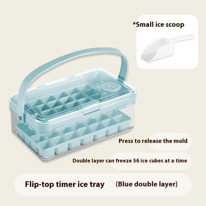 Food Grade Ice Maker Double-layer Push-type Silicone Ice Tray Kitchen dealsniper-net Blue Double Layer