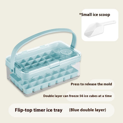 Food Grade Ice Maker Double-layer Push-type Silicone Ice Tray Kitchen DealSniper.net Blue Double Layer