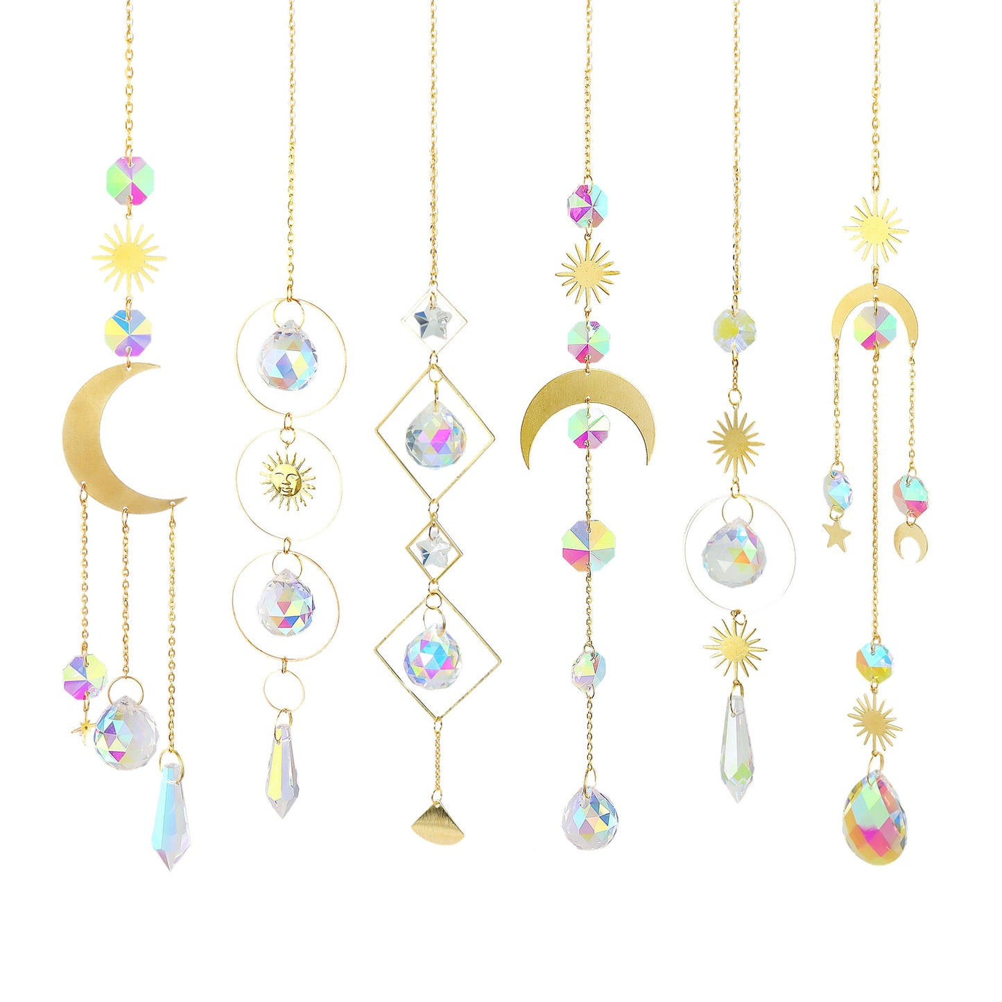 Crystal Sun Catcher Moon Star Wind Chime Pendant Deals DealSniper.net Set