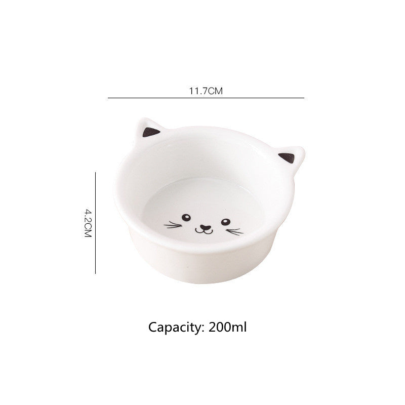 Ceramic Small Cat Face Shape Pet Food Bowl Cat Bowl Pets dealsniper-net Black Pots