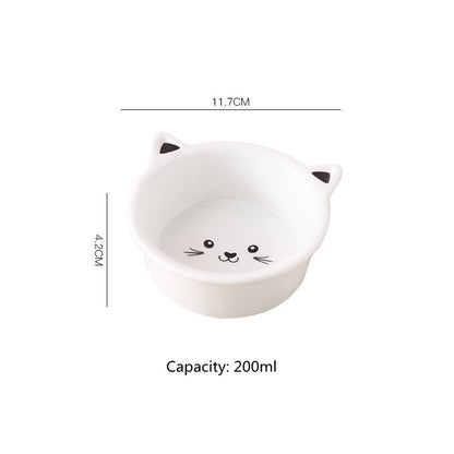 Ceramic Small Cat Face Shape Pet Food Bowl Cat Bowl Pets dealsniper-net Black Pots