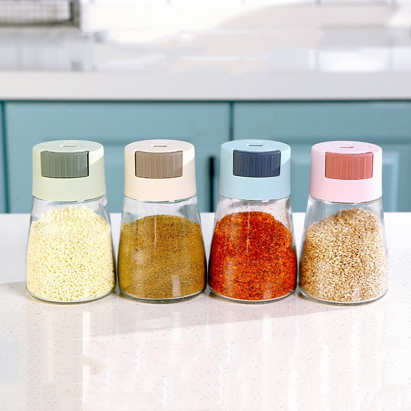 Measurable Control Salt Shaker Kitchen Sealed Glass Seasoning Jar Kitchen dealsniper-net 4pcs set