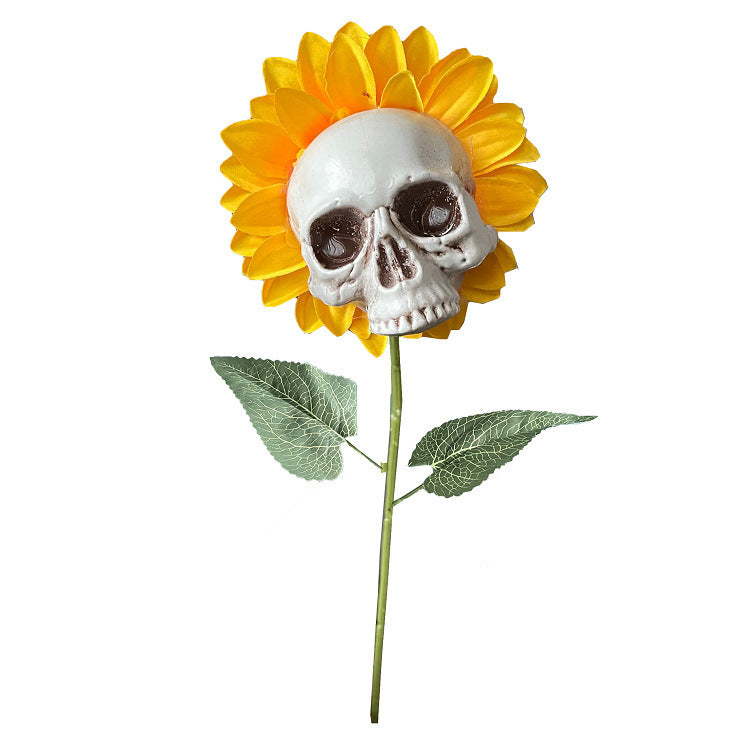 Skull Sunflower Halloween Decoration Garden Simulation