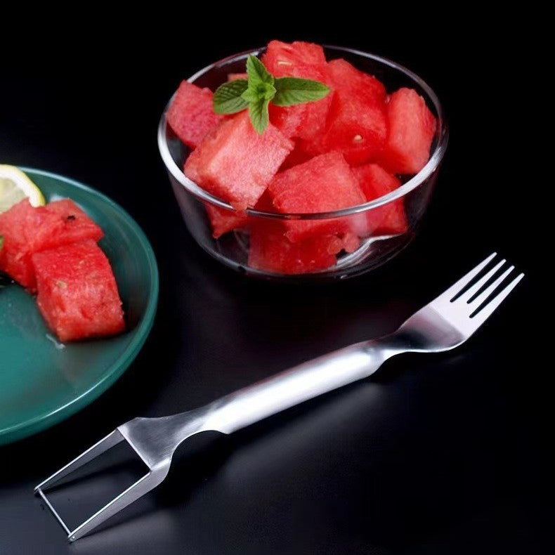 2 In 1 Watermelon Fork Slicer Multi-purpose Stainless Steel Kitchen DealSniper.net