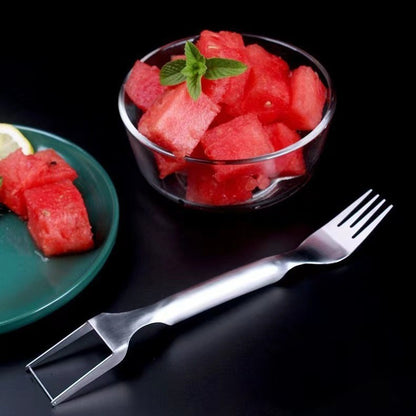 2 In 1 Watermelon Fork Slicer Multi-purpose Stainless Steel Kitchen DealSniper.net