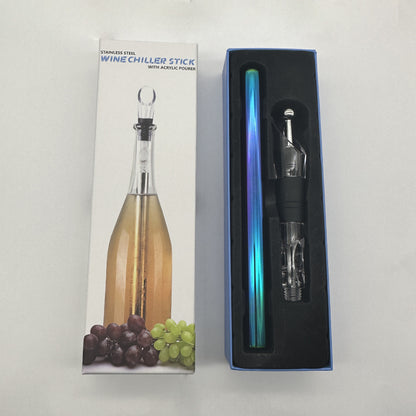 Wine Bottle Cooler Stick Stainless Steel Wine Chilling House dealsniper-net Colourful Box packing with wine stopper