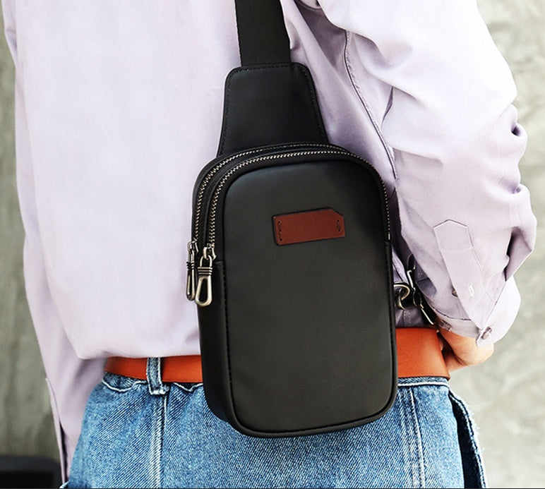 New Men's Chest Bag Portable Fashionable Casual Crossbody Bag Men Gym From House 6821 nappa black