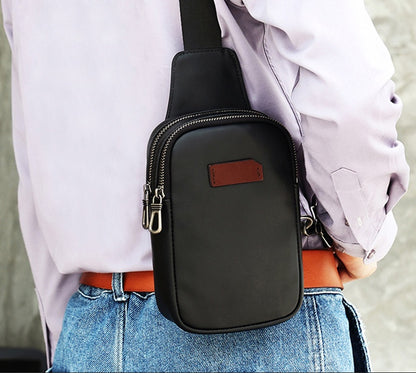 New Men's Chest Bag Portable Fashionable Casual Crossbody Bag Men Gym From House 6821 nappa black