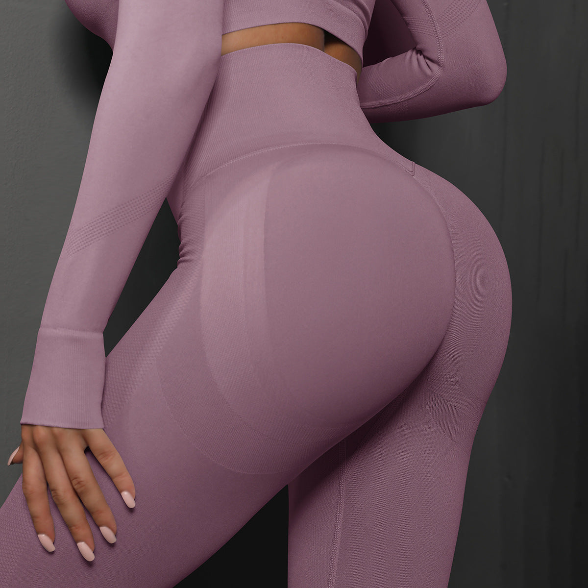 High Waist Seamless Yoga Pants Women's Solid Color Women Gym From House Light Purple L