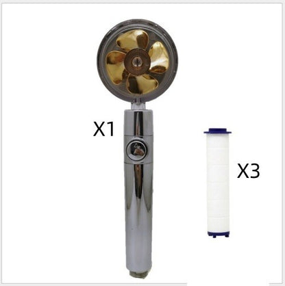Propeller Driven Shower Head With Stop Button And Cotton Filter House DealSniper.net