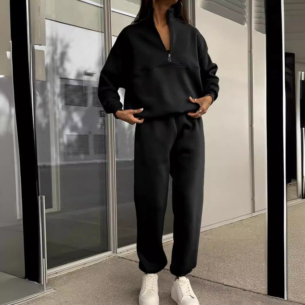 Long-sleeved Sports Sweatshirt Suit Fashion Stand-up Collar Women DealSniper.net